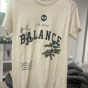 Cream Graphic T-Shirt with Balance Print